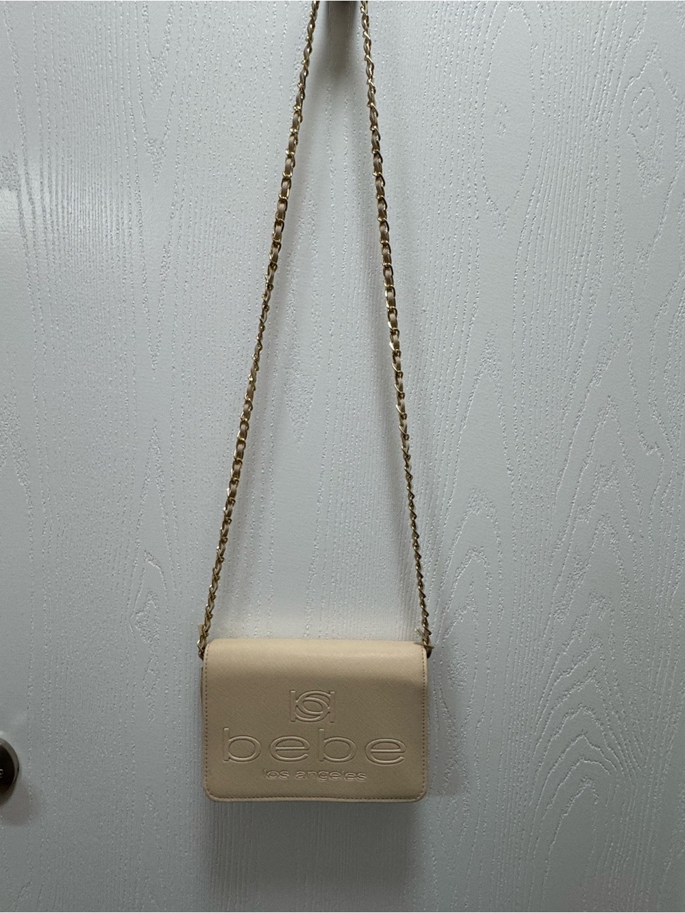 bebe Cream Crossbody Chain Shoulder Bag
